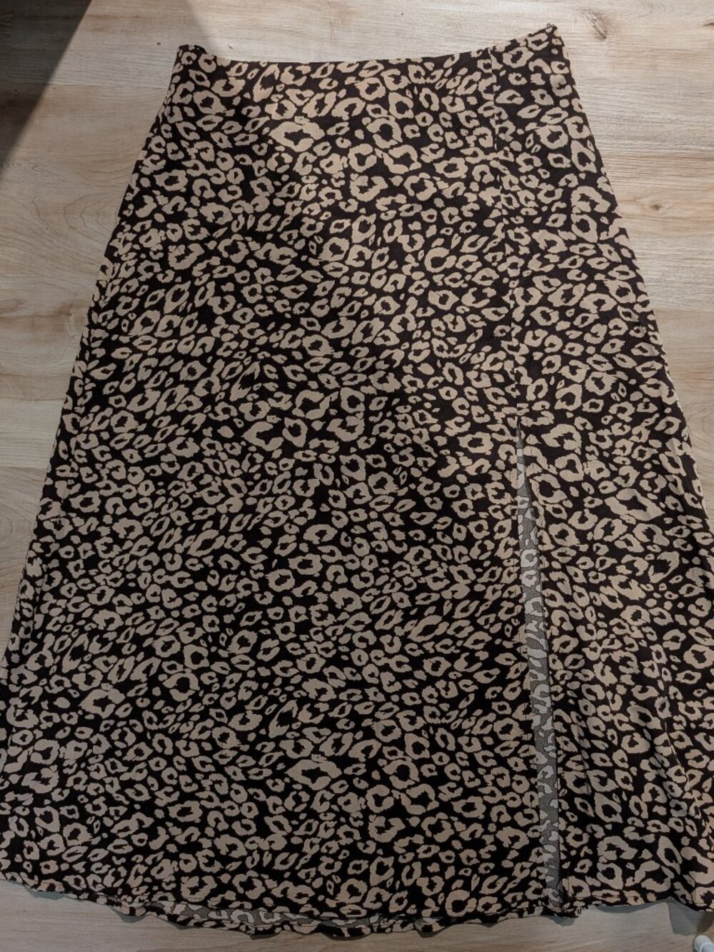Brown Leopard Print Midi Skirt